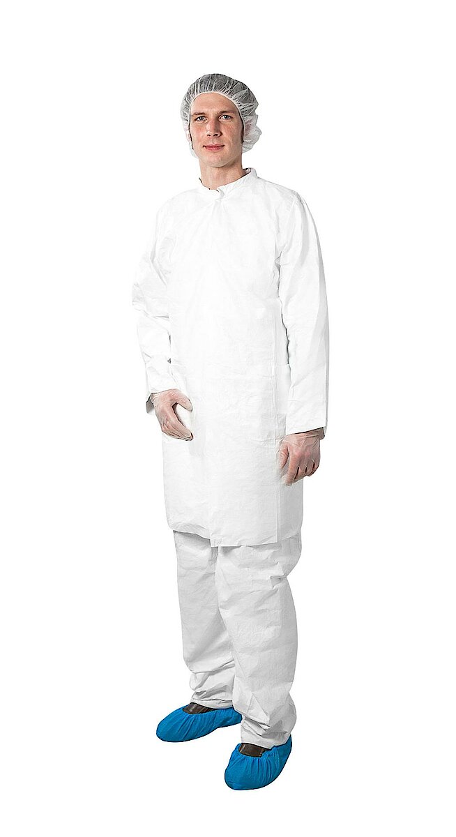 Cleanroom disposable pants with elastic band