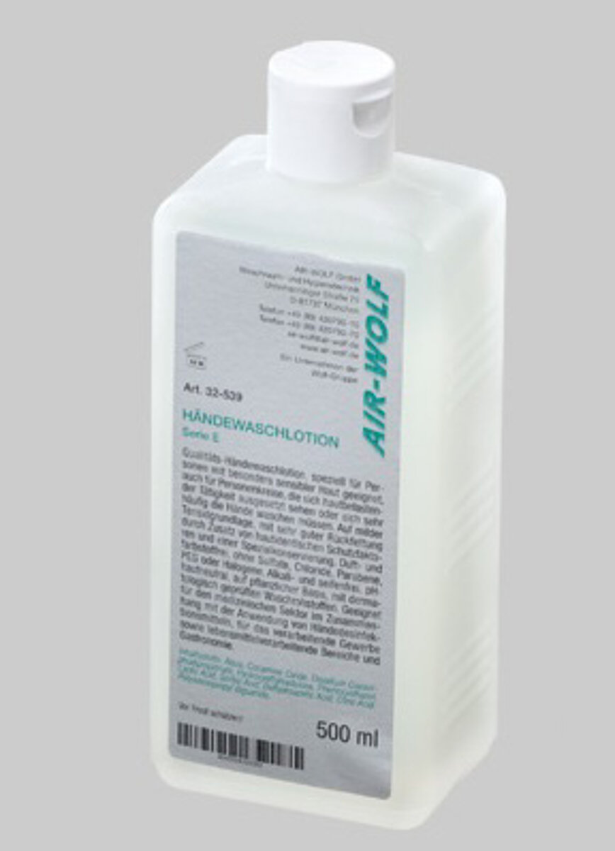Cleanroom hand washing lotion for dispenser systems, halogen and chloride free, alkali and soap free