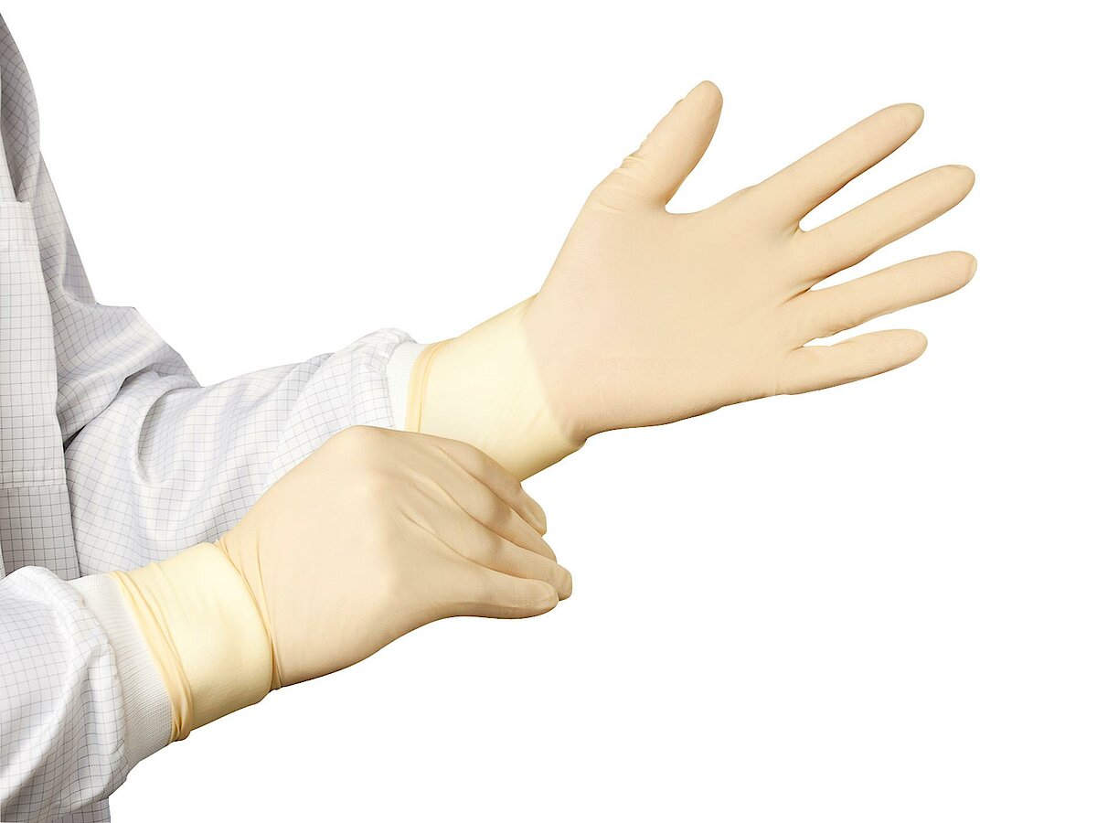 Cleanroom disposable latex gloves, powder-free