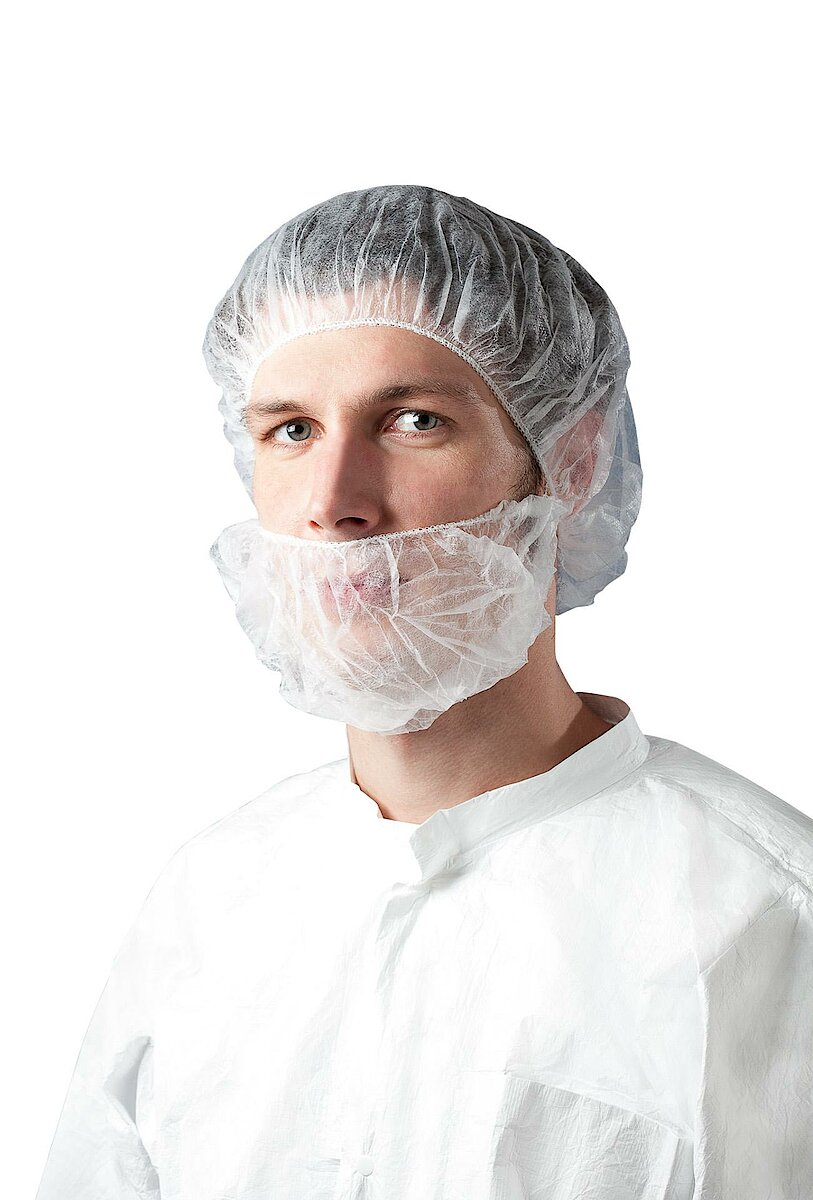 Cleanroom disposable beard protection made of fleece with elastic band