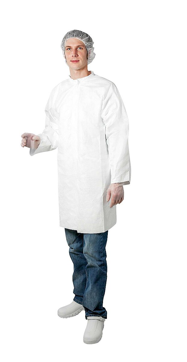 Cleanroom disposable gown with collar and zipper for cleanroom class 7