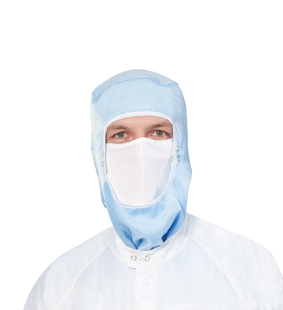 Reusable cleanroom beard protection for coveralls or hoods