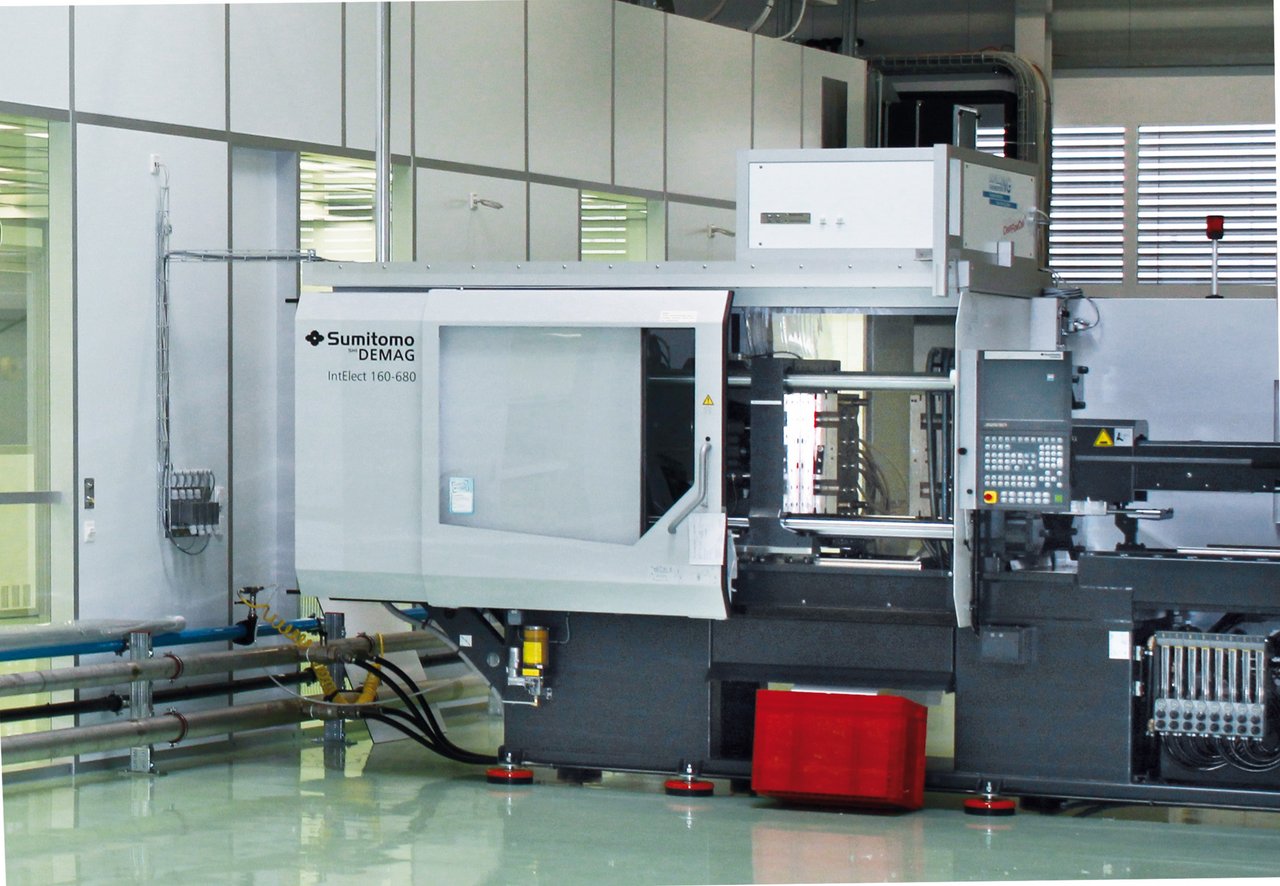Nahaufnahme der Laminar-Flow-Einheit für ISO 7 Spritzgussmaschinen.