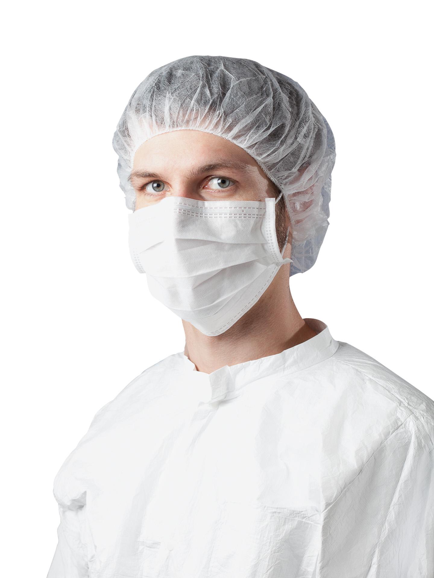Cleanroom disposable face mask made of fleece with loops