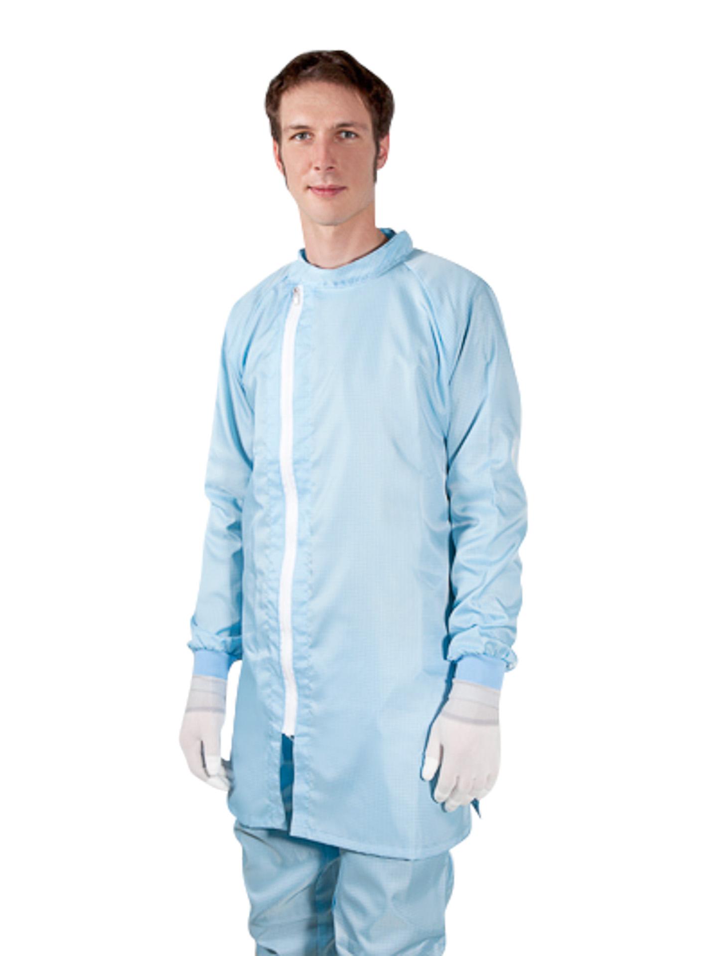 Reusable cleanroom jacket with zipper