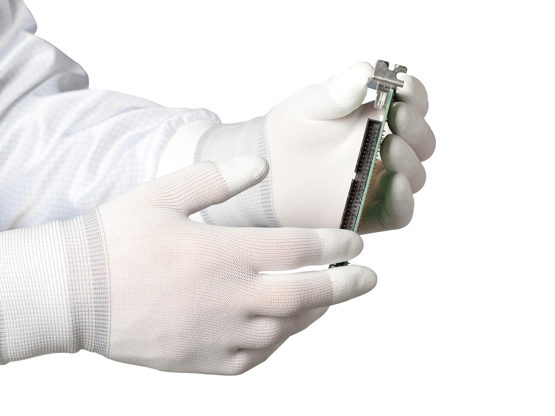 Cleanroom reusable glove, PU fingertips, antistatic (ESD)
