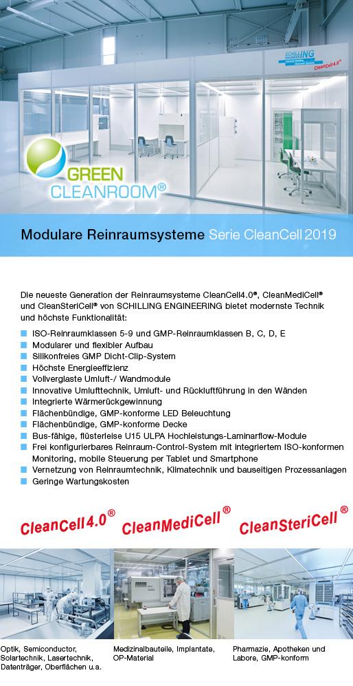 Vorteile und Eigenschaften Modulares Reinraumsysteme - Serie CleanCell 2019